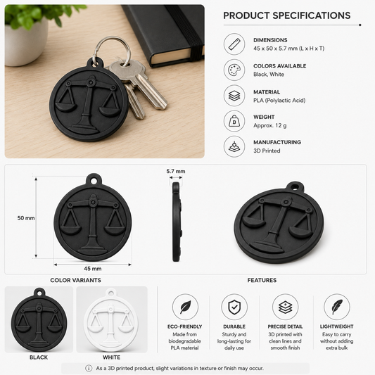 Advocate Keychain — Scales of Justice Design
