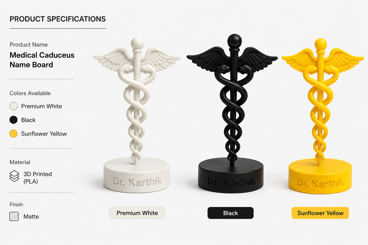 Personalized Doctor Statue - Caduceus Design