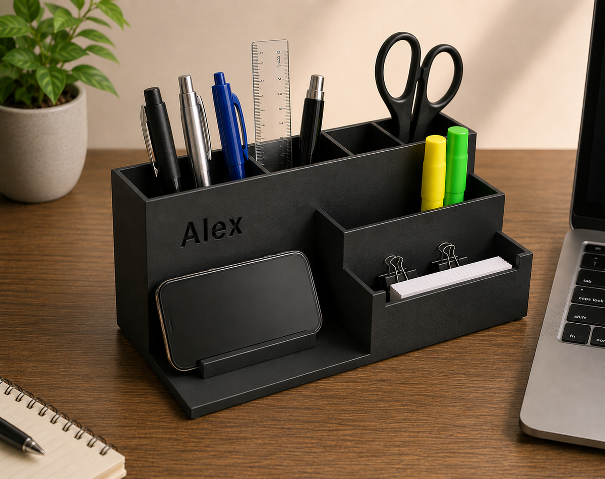 Personalized Desk Organizer with Phone Stand