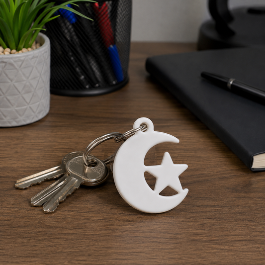 Crescent Moon & Star Keychain - Islamic Design