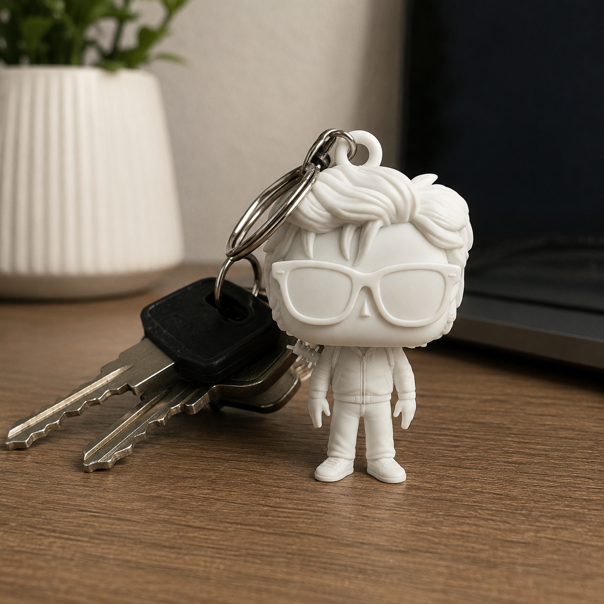 Chibi Figure Keychain – Glasses & Hoodie