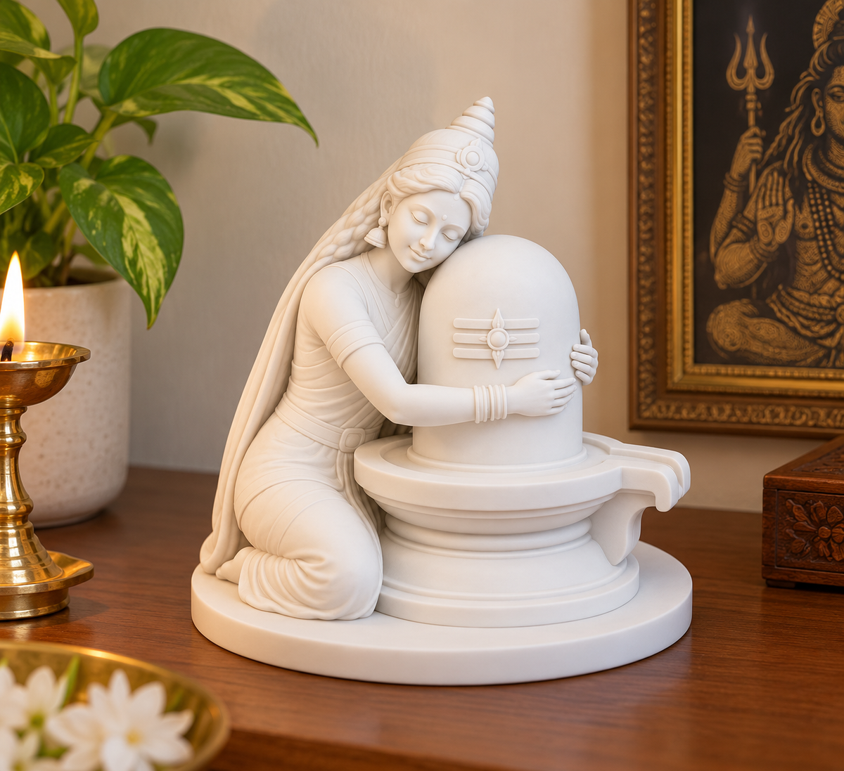 Shivling Idol with Goddess Parvati | Elegant Hindu God Statue