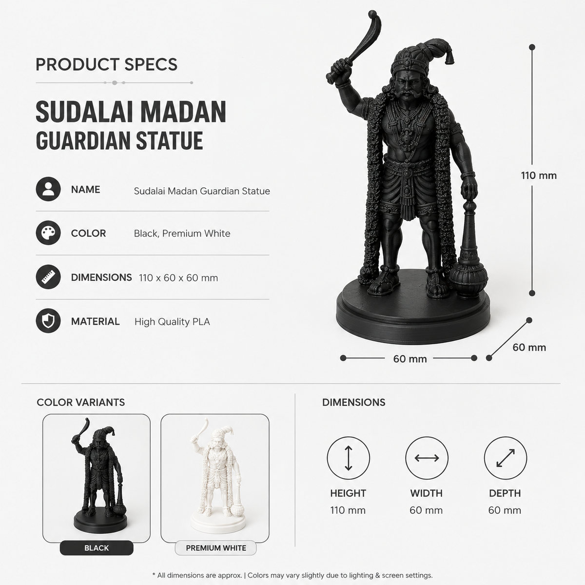 Sudalai Madan Guardian Statue - Aruval Design
