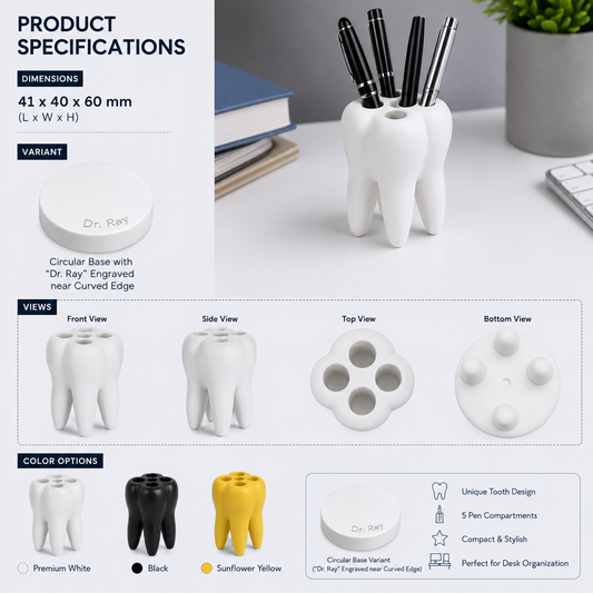 Personalized Dentist Pen Holder - Tooth Design